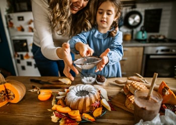 woman and child baking