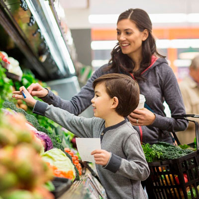 mother shopping with child