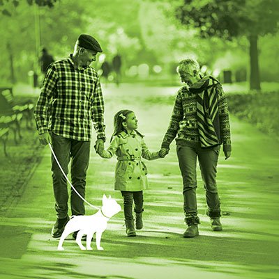 Couple walking with child