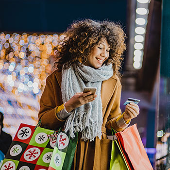 young woman holiday shopping