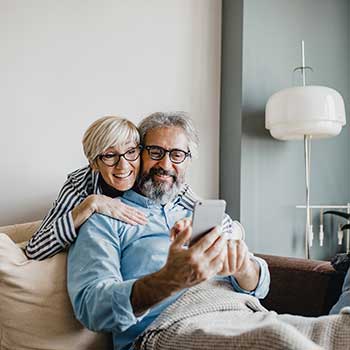 couple looking at phone