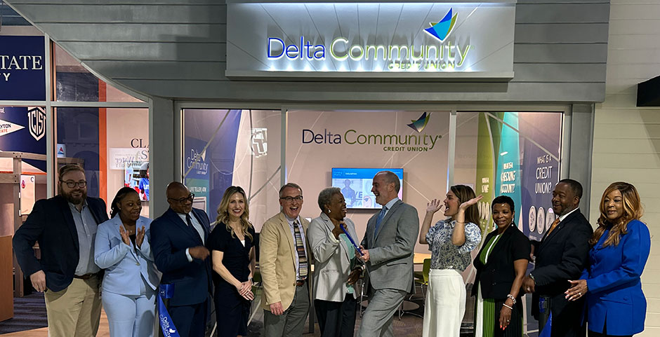 Delta Community Junior Achievement storefront ribbon cutting