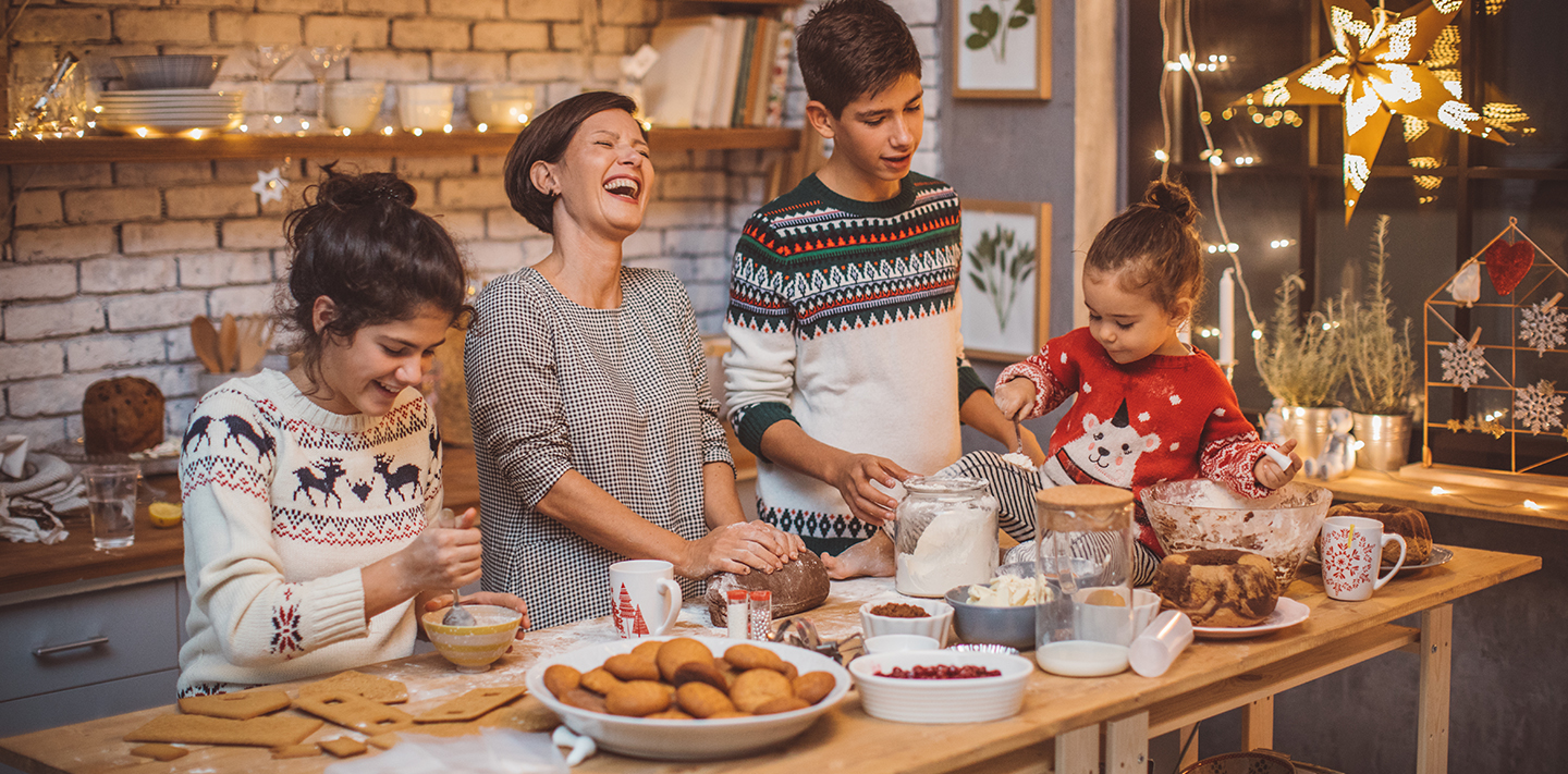 mother and children holiday baking